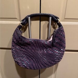 Cole Haan Dark Purple suede Woven leather Hobo Bag